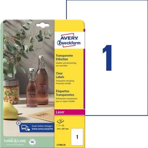 Etiket Avery L7784-25 210x297mm transparant 25 stuks-2