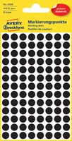 Etiket Avery 3009 rond 8mm zwart 416 stuks