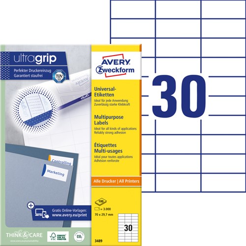 Etiket Avery 3489 70x29.7mm wit 3000 stuks-2