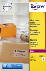 Etiket Avery L7565-25 99.1x67.7mm transparant 200 stuks
