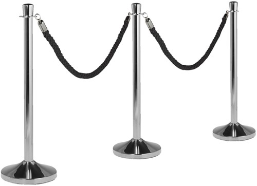 Afzetkoord Securit 150cm zwart met chroome knop-1