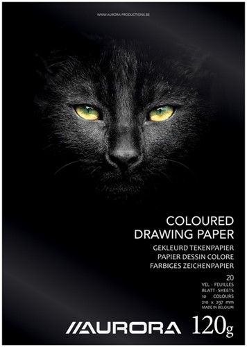 Tekenblok Aurora A4 20 vel 120 gram gekleurd tekenpapier