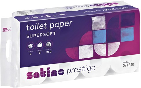 Toiletpapier Satino MT1 Prestige 3-laags 8 rollen à 250 vel wit 071340