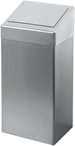 Afvalbak Euro Products zelfsluitend 50 liter zilver 438495
