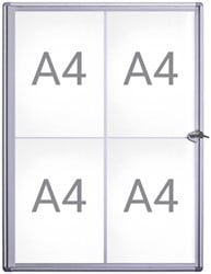 Binnenvitrine wand MAULextraslim whiteboard 4xA4 met slot