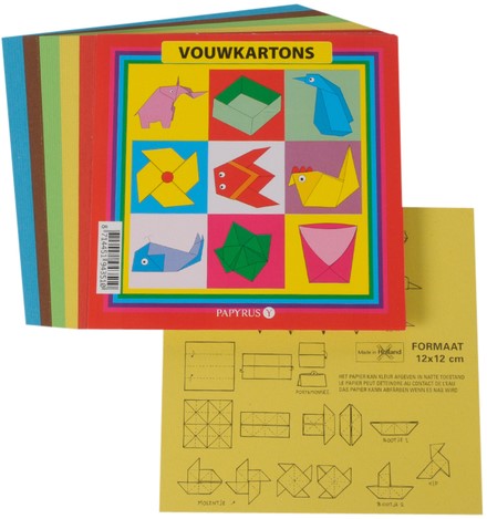 Vouwkartons vierkant 12x12cm 105gram assorti 40 vel