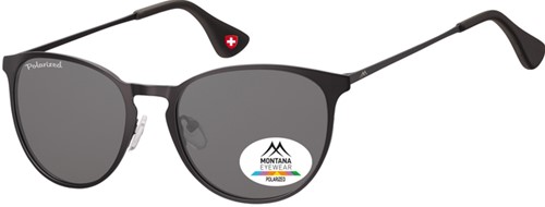Zonnebril Montana met smoke gepolariseerd rond glas en metalen pootje zwart