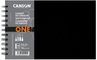 Tekenboek Canson One Art Book 80 witte vellen 100gr 216x140mm zwart