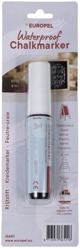 Krijtstift Europel watervast 15mm wit blister 1 stuk