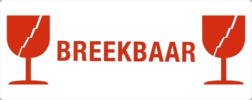Waarschuwingsetiket IEZZY glas breekbaar 150mmx60mm 500 stuks