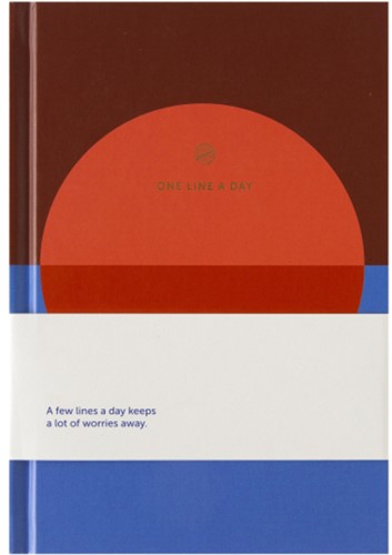 Notitieboek A5 One line a day blauw rood lijn