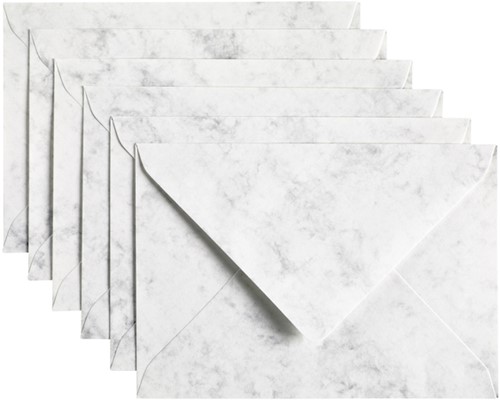 Envelop Papicolor C6 114x162mm marble grijs pak à 6 stuks