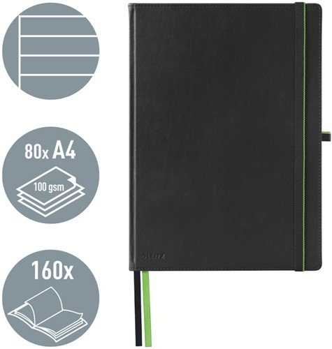 Notitieboek Leitz Complete A4 lijn 160 pagina's 100gr zwart