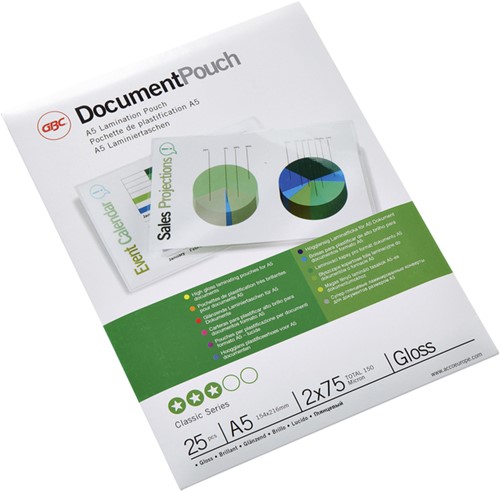 Lamineerhoes GBC A5 2x75micron document 25 stuks