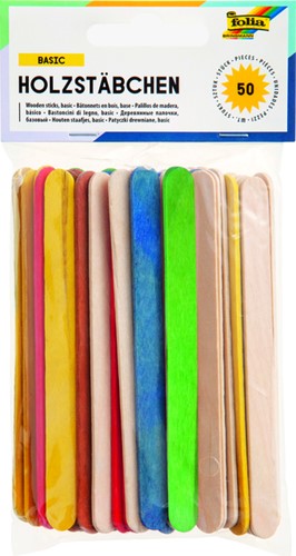 Stokje Folia hout assorti 50 stuks