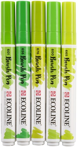 Brushpen Talens Ecoline set à 5 stuks groen