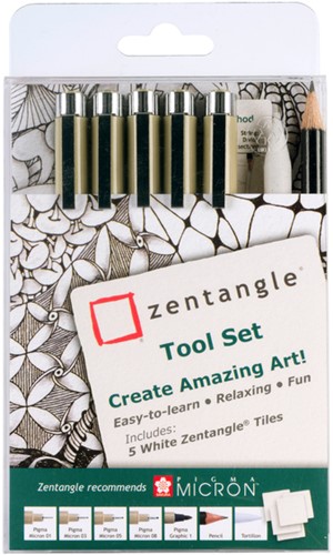 Tekenset Sakura Zentangle set à 12 delen assorti