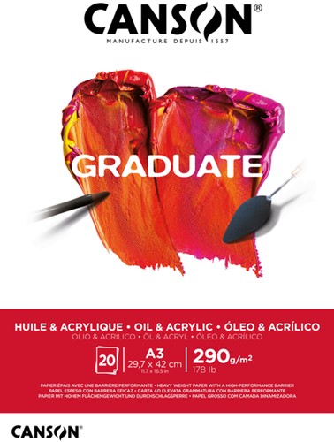 Olie Acrylblok Canson Graduate A3 290gr 20 vel
