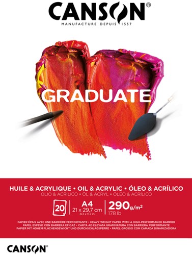 Olie Acrylblok Canson Graduate A4 290gr 20 vel