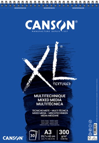 Aquarelblok Canson  XL Mix Media  A3 300gr spiraal 30 vel