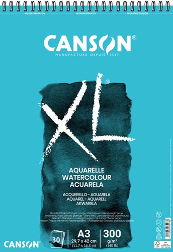 Aquarelblok Canson XL A3 30 vel 300gr spiraal