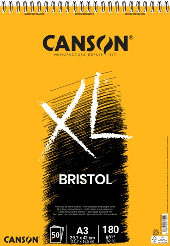 Tekenblok Canson XL Bristol A3 50 vel 180gr