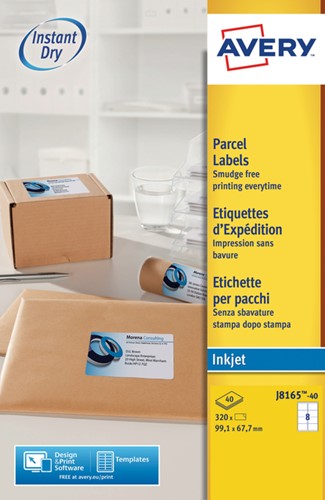 Etiket Avery J8165-40 99.1x67.7mm wit 320 etiketten