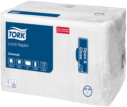 Lunchservet Tork Universal 1/8 vouw 1-laags 325x325mm 500 vel wit 509308