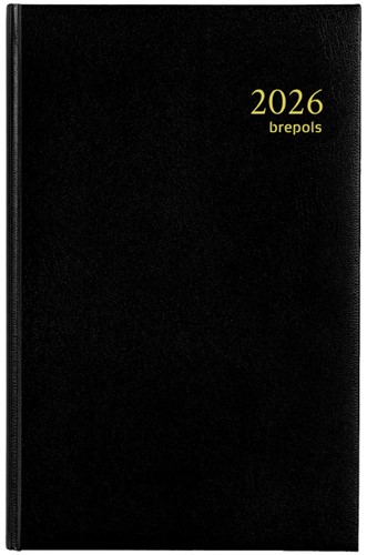 Agenda 2026 Brepols Saturnus Luxe 1dag/1pagina zwart