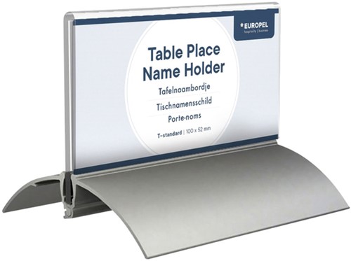 Tafelnaambord Europel 52x100mm acryl aluminium 2 stuks