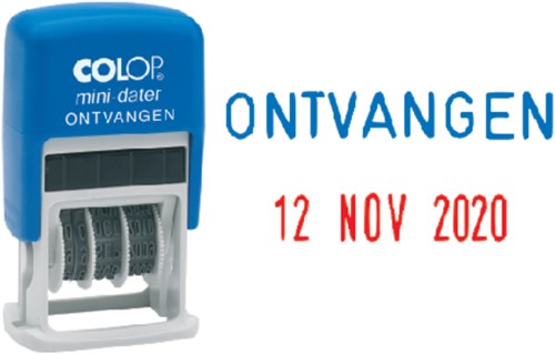 Woord-datumstempel Colop Printer Mini S 160/L2 ontvangen blauw
