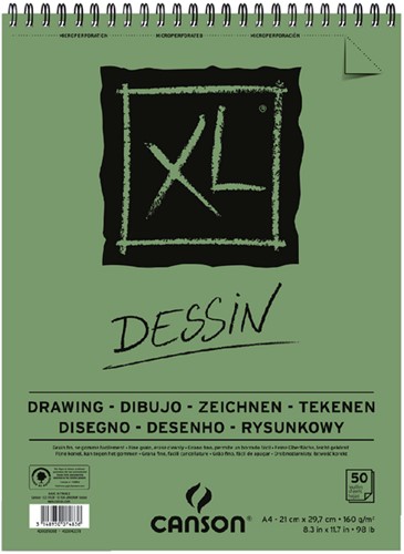 Tekenblok Canson XL Dessin A4 160gr spiraal 50 vel