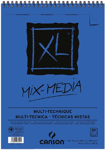 Aquarelblok Canson  XL Mix Media  A4 300gr spiraal 30 vel