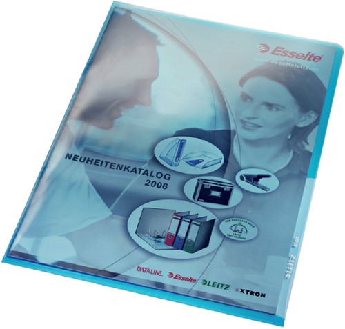 Insteekmap L-model Leitz Premium lasnaad copy safe 0.15mm PVC A4 blauw 100 stuks