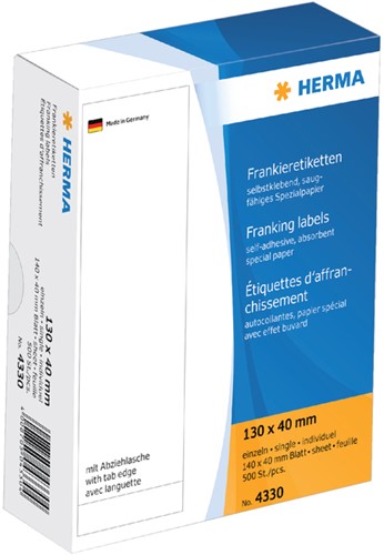 Frankeeretiket HERMA 4330 130x40mm 500stuks