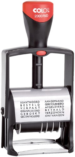 Woord-datumstempel Colop Heavy Duty 2000/WD Classic Line 12 teksten rood