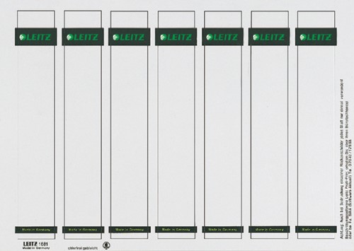 Rug-insteekkaart Leitz smal/kort 31x190mm wit 175 stuks
