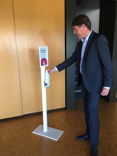 Desinfectiepaal Luco met handgel A4 - aluminium
